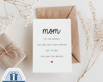 To The World You Are One Person But To me You Are The World, Greeting card for Mom, Grandma, Daddy, grandpa, husband, wife