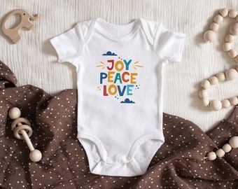 Custom Name Baby Onesie®, Onesie Infant Shower Gift, Love Joy Peace Baby Onesies, Newborn Personalized Cute Onsie, Toddler Clothes Romper