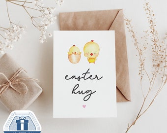 Happy Easter Card, Bunny Rabbit Design, Easter Hugs card, Easter Card for son, mom, dad, daughter, Nanny, Grandparents, Grandma, Grandpa