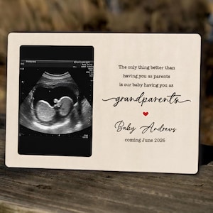 Personalized Pregnancy Announcement Frame for Grandparents – Ultrasound Photo Holder – Baby Reveal Gift – Custom Baby Due Date Sign