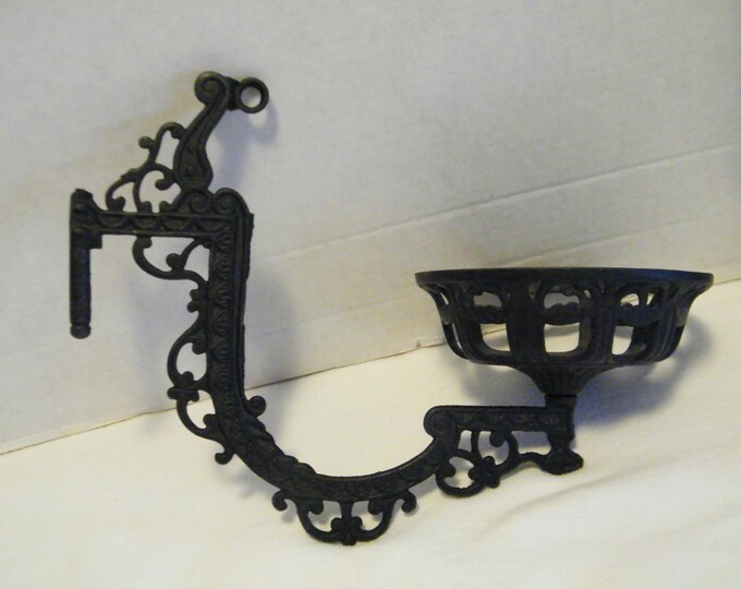 Cast Iron Lamp Holder Sconce, Vintage Kero Oil Lamp Base or Hurricane