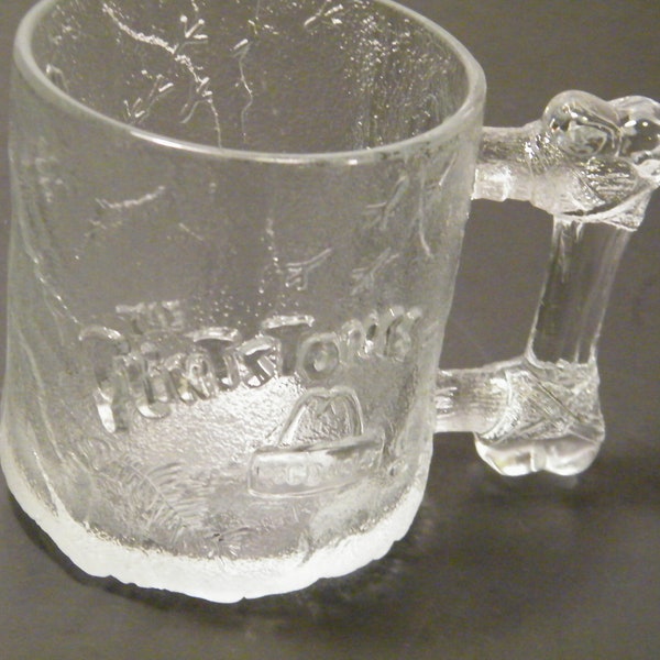 McDonalds Flintstones Pre Dawn Mug, Vintage Clear Glass Mug, 1993, Flintstones Mug, Collectible Coffee Mug