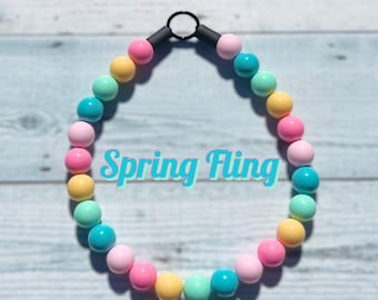 Spring Pastel Acrylic Beaded Dog Collar: Lightweight, Waterproof