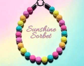 Sunshine Sorbet, spring colors, colorful, Acrylic Beaded Dog Collar: Colorful Slip-On Design