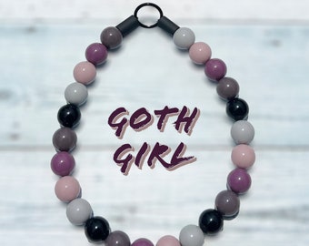 Goth girl, Halloween, dog bead collar,  spooky season. unique design, slip on
