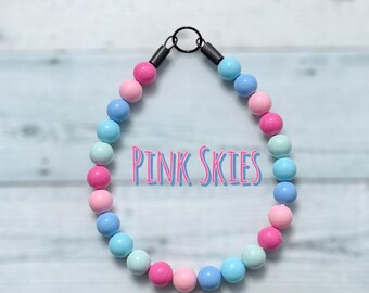 Pink Skies Beaded Dog Collar: Colorful Slip-On Style