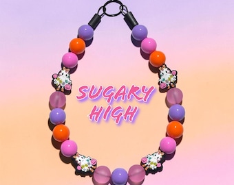 Halloween Beaded Dog Collar: Sugary High, Slip-On, Waterproof