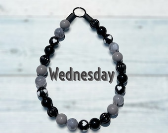Wednesday, beaded dog collar, spooky season, slip on, lightweight, durable