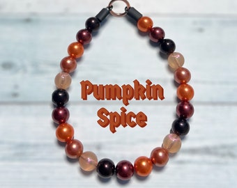 Pumpkin Spice Bead Dog Collar: Fall Colors, Slip-On Style