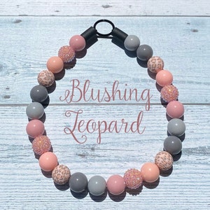 Blushing Leopard, bead dog collar, animal print, pink leopard, leopard, slip on, unique, lightweight, durable