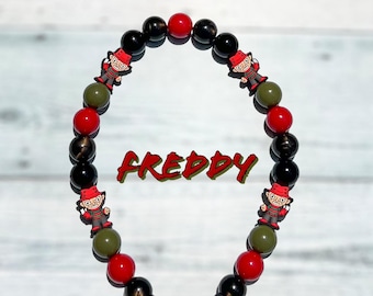 Freddy Villain Beaded Dog Collar, Halloween Spooky Season, Slip-On