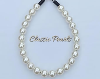 Cream Pearl Dog Collar: Slip-On Beaded Pet Collar