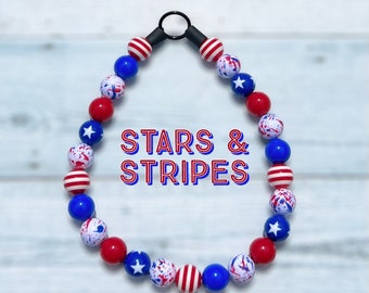 Stars and Stripes Beaded Dog Collar: Patriotic Slip-On Style