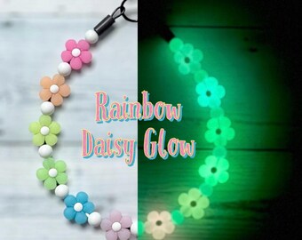 Rainbow Daisy Glow Dog Collar: Lightweight, Durable, Slip-On