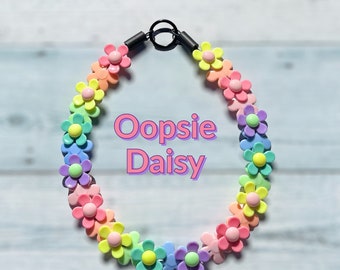 Oopsie Daisy, floral beaded collar, flower dog necklace, floral beaded dog necklace, lightweight, waterproof, slip on, decorative collar
