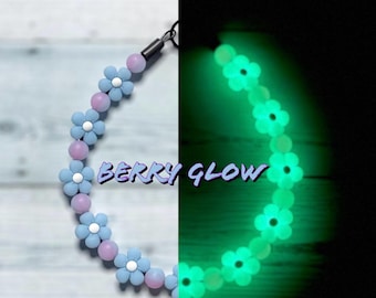 Berry Glow, bead dog collar, glow, daisies silicone beads, slip on, unique, lightweight, durable