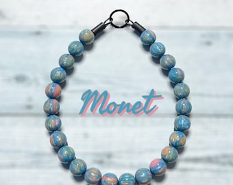 Monet Beaded Dog Collar: Colorful Resin, Durable Slip-On Design