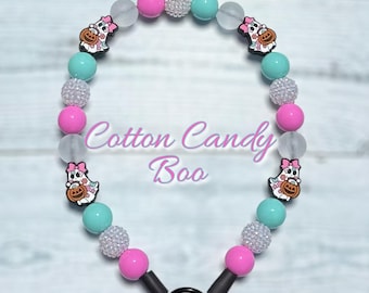 Halloween Beaded Dog Collar: Cotton Candy Boo, Slip-On, Waterproof