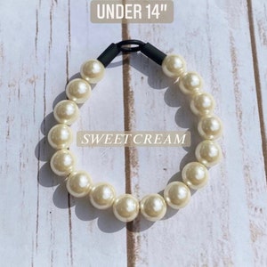 Pearls, mini size, beaded dog collar, small dog, cat collar, slip on, durable collar