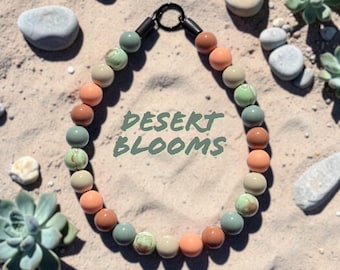 Desert Blooms, Earthy colors, Beaded Dog Collar: Lightweight Spring Colors