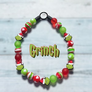 Grinch Christmas Dog Bead Collar: Holiday Slip-On Style