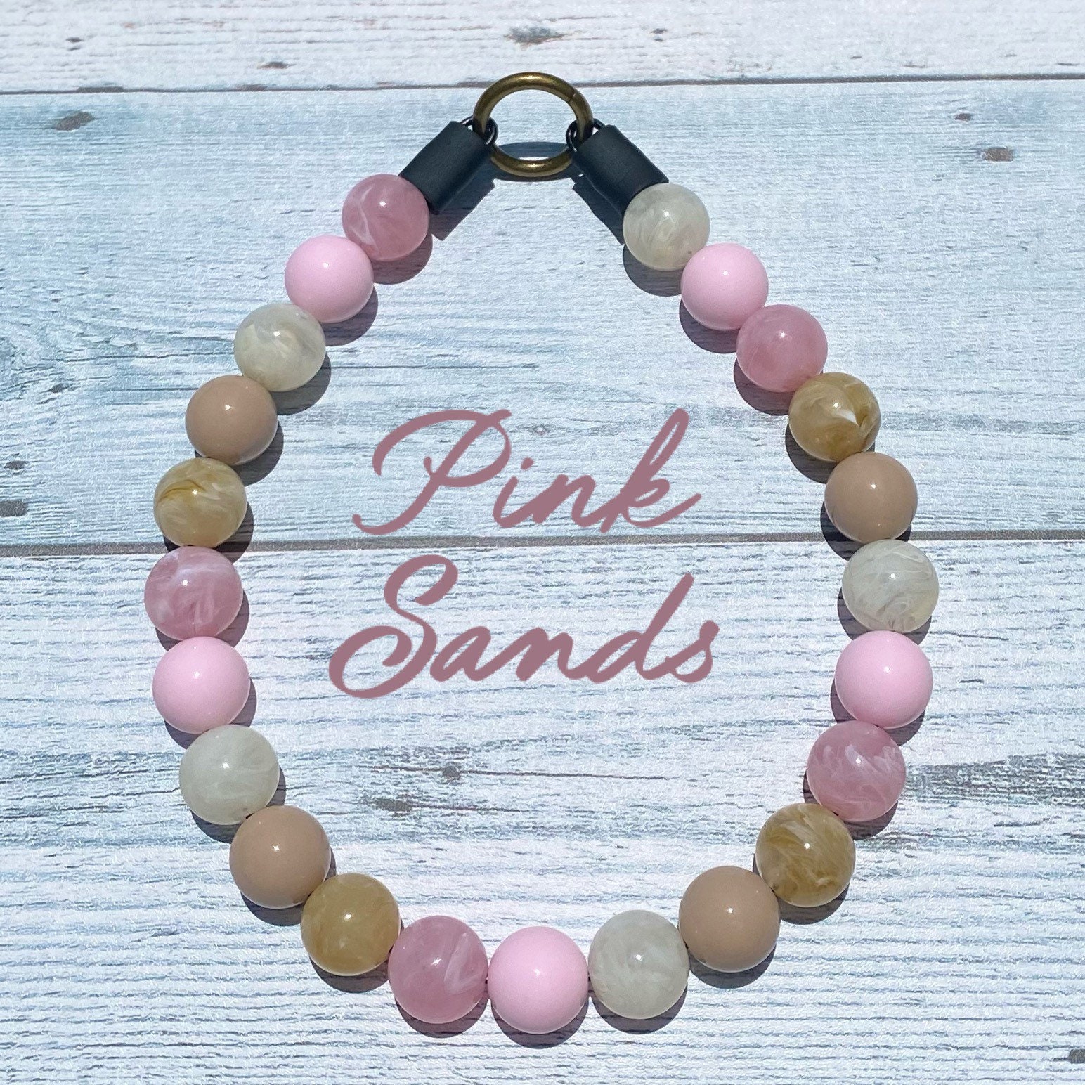 Pink Sands Beaded Dog Collar Lightweight, Waterproof, Durable