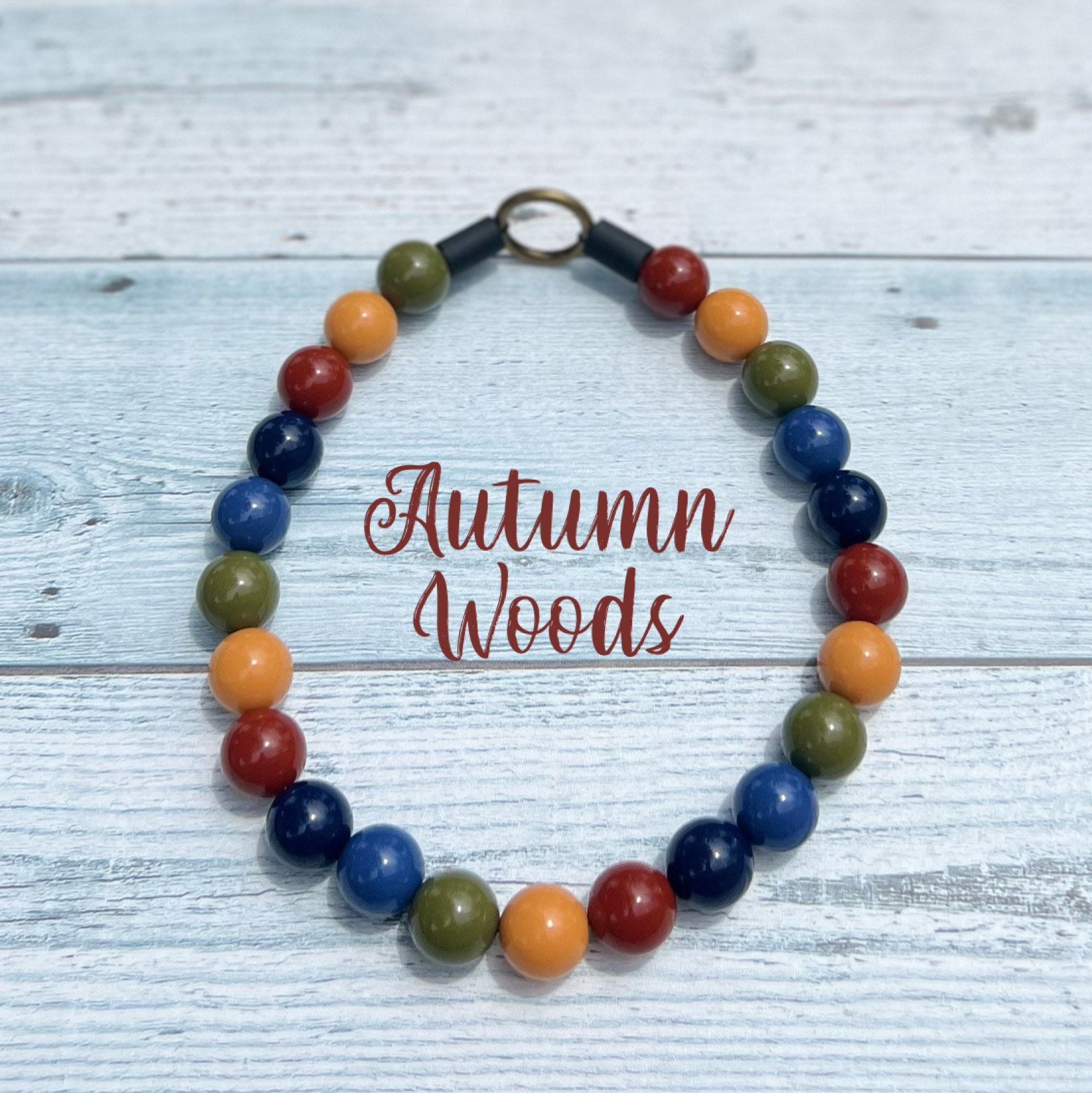 Autumn Woods Beaded Dog Collar Slip-On Acrylic Bead Design