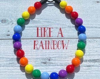 Rainbow Bead Dog Collar: Lightweight, Waterproof, Slip-On