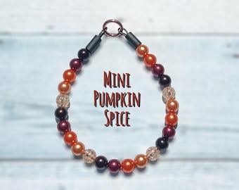 Pumpkin Spice Beaded Dog Collar: Fall Colors, Mini Size