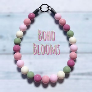 Boho Blooms, collare per cani con perline, primaverile, colori neutri, colorato, slip-on, unico, leggero, resistente