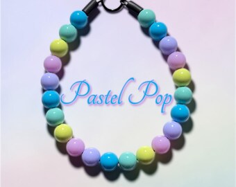 Pastel Pop, bead dog collar, spring, colorful , slip on, unique, lightweight, waterproof
