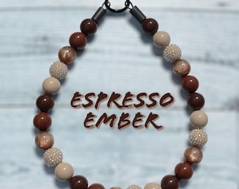 Espresso Beaded Dog Collar: Waterproof Acrylic Slip-On