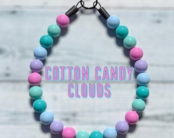 Cotton Candy Clouds, spring, beaded dog collar, slip on collar, lightweight, waterproof, colorful