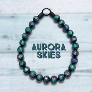 Aurora skies, dog beaded collar, resin beads, colorful, lightweight, waterproof, slip on