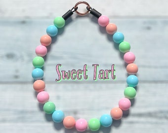 Sweet Tart Beaded Dog Collar: Spring Pastel Colors, Slip On
