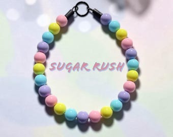 Sugar Rush, spring colors, pastel colors, Acrylic Beaded Dog Collar: Colorful Slip-On Design