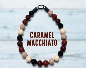 Caramel Macchiato, Beaded dog collar, ombré, lightweight , slip on, durable, unique, waterproof
