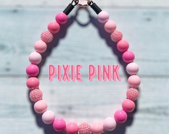 Pixie Pink, dog bead collar,  lightweight, waterproof, durable, slip on, pinks, colorful, beaded dog collar