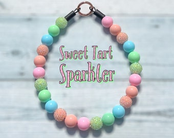 Beaded Dog Collar: Spring Colors, Fancy Bead, Slip On