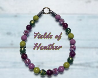 Beaded Dog Collar: Fields of Heather, Slip-On Style