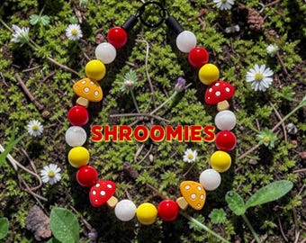 Shroomies, spring, beaded dog collar, mushrooms , slip on, colorful, waterproof