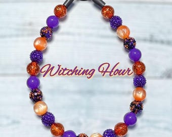 Halloween Beaded Dog Collar: Witching Hour, Waterproof Slip-On