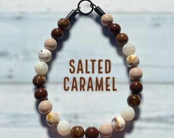 Salted Caramel, dog bead collar, slip on, beaded dog collar, lightweight, waterproof
