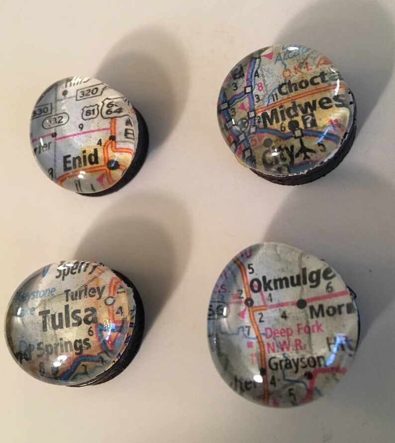 Glass Gem Map Magnets Oklahoma