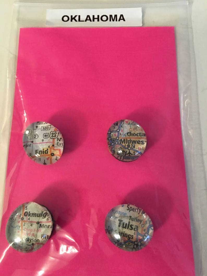 Glass Gem Map Magnets Oklahoma