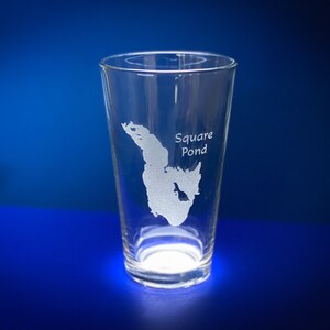 Square Pond Maine Pint Glass - Laser engraved pint glass