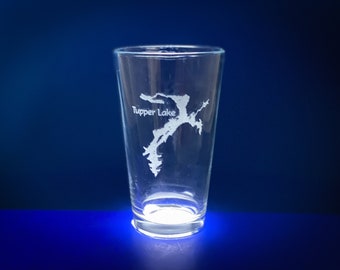 Tupper Lake - Etched Pint Glass - Tupper Lake, New York