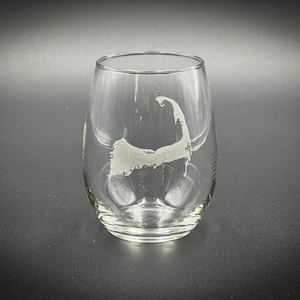 Cape Cod Stemless Wine Glass: Etched 15 oz, Lightweight