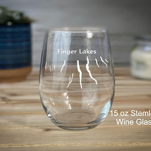 Finger Lakes - New York - Stemless Wine Glasses