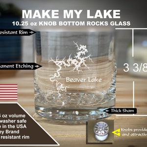 Make My Lake 10.25 oz Whiskey Glass - Laser Engraved - Mock ups sent withing 48 Hours - Any Lake or Pond in the lower 48 States!